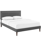 Modway Virginia Fabric Full Platform Bed with Squared Tapered Legs - Grey-Wood Frame / Particleboard Panel