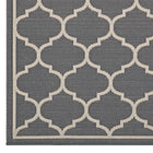 Modway Avena Moroccan Quatrefoil Trellis Indoor/Outdoor Area Rug - 8 ft W x 10 ft L - Grey/Beige-100% Soft Polypropylene