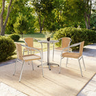 Flash Furniture 23.5'' Round Aluminum Indoor-Outdoor Table with 4 Beige Rattan Chairs (TLH-ALUM-24RD-020BGECHR4-GG)-23.50"W x 23.50"D x 27.50"H