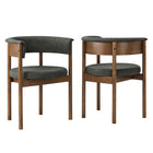Modway Clea Curved Upholstered Dining Chairs - Charcoal - 2 Pack-Fabric Upholstery