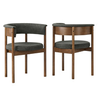 Modway Clea Curved Upholstered Dining Chairs - Charcoal - 2 Pack-Fabric Upholstery