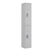 Ceha RH Series 2-Tier Locker with Louver Vents and Recessed handle - Bank of 1 - Light Grey-Durable, commercial-grade steel construction with powder-coated finish