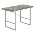 Monarch Specialties 7662 48" Computer Desk - Grey Concrete-Look/Silver Metal-Industrial-inspired computer desk with a thick-panel desktop in a grey concrete-look finish