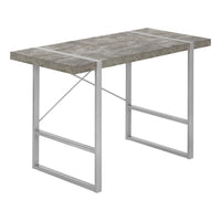Monarch Specialties 7662 48" Computer Desk - Grey Concrete-Look/Silver Metal-Industrial-inspired computer desk with a thick-panel desktop in a grey concrete-look finish