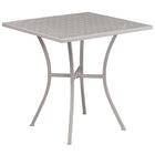 28'' Square Light Grey Indoor-Outdoor Steel Patio Table Set with 4 Square Back Chairs [CO-28SQ-02CHR4-SIL-GG]-Designed for Indoor and Outdoor Use