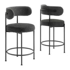 Modway Albie Boucle Fabric Counter Stools - Charcoal/Black - 2 Pack-Modern Counter Stools - Set of 2