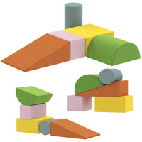 Qaba Climbing Toys for Toddlers - Soft Foam Climbing Blocks - Orange/Green-Five shapes combine freely, sparking creativity and spatial imagination 