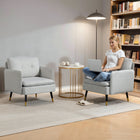 HOMCOM Modern Accent Chair with Wide Lounge Seat - Button Tufted for Bedroom - Cream White - 2 Pack-Modern style with tufted back complemented by black and gold legs
