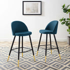 Modway Cordial Fabric Bar Stools - Azure - Set of 2-Polyester Fabric Upholstery