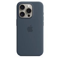 Apple Silicone Case with MagSafe for iPhone 15 Pro - Storm Blue-Model Compatibility: Apple iPhone 15 Pro