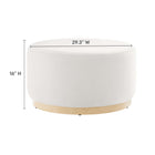 Modway Tilden Large 29" Round Performance Velvet Upholstered Ottoman - Alabaster/Natural-Stain-Resistant Fabric