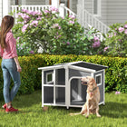 PawHut Outdoor Wooden Dog House with Removable Bottom - Grey-Openable roof and removable bottom for easy cleaning 