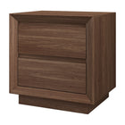 Hudson&Canal Emmett Rectangular Nightstand - 24" W - Satin Walnut-Overall weight capacity is 50 lbs, each drawer can hold up to 7.5 lbs