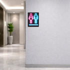 Futech Indoor Restroom Sign - 8.75" x 11.5" - Blue/Red Neon-Lightweight & Easy to Install: Slim acrylic backing allows quick mounting or hanging without complicated setup, ideal for everyday commercial use.