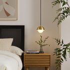 Modway Eclipse Globe Pendant Light - Brass-Opal Glass