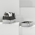PawHut XL Stainless Steel Panda Style Cat Litter Box with Lid and Scoop-180° flip-top lid makes cleaning the litter box quick and easy 