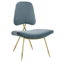 Modway Ponder Performance Velvet Lounge Chair - Sea Blue-Living Room Or Bedroom Lounge Chair