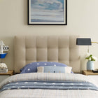 Modway Lily Upholstered Fabric Twin Headboard - Beige-Deep tufting with stylish trim