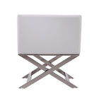 Manhattan Comfort Hollywood 25.6" Contemporary Faux Leather Upholstered Accent Chair - White and Polished Chrome - 2 Pack-26.18" L x 22" W x 30.1" H