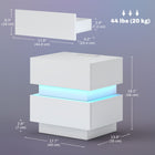 HOMCOM Nightstand with Charging Station and LED Light - White-Work well as a bedside table, sofa side table, or small organizer for small rooms 