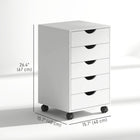 HOMCOM Filing Cabinet with 5 Wheels & Storage Organizer - White-4 smooth-rolling casters with 2 locking brakes for easy movement
