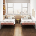 HOMCOM Twin Size Metal Platform Bed Frame with Headboard - White-Can be used as a temporary bed in guest room, also a great gift option