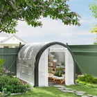 Outsunny Walk-in Tunnel Greenhouse with Zipped Roll Up Mesh Door - 10' x 6.6' x 6.6' -PE cover offers UV and mild weather protection inside for plants to grow well
 