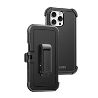 TUFF8 iPhone 16 Pro Impact+ Three layer Protective Case with Holster-360 Degrees Rotating Stand doubles as a phone grip to enable comfortable watching experiences and a secure way to hold your device