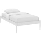 Modway Elsie Twin Bed Frame - White-Slatted Birchwood Support System