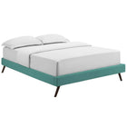 Modway Loryn Fabric Full Bed Frame with Round Splayed Legs - Teal-Ten Wood Support Slats