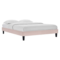 Modway Reign Performance Velvet Full Platform Bed Frame - Pink-Upholstered Full Platform Bed Frame