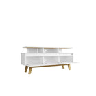 Manhattan Comfort Yonkers 62.99" Mid-Century Modern TV Stand - White-Includes 1 Media Hole for Wire and Cable Management