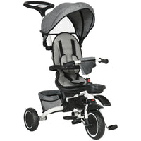 Aosom 6-in-1 Toddler Tricycle with Rotatable Seat - Grey-6 in 1 kids tricycle 