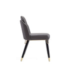 Manhattan Comfort Estelle 20.08" Modern Faux Leather Upholstered Dining Chair - Pebble and Black-Standard 4-Leg Base