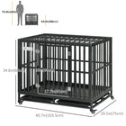 PawHut 41" Heavy Duty Steel Kennel Pet Cage - Black-Front door with 2 slide-bolt latches for easy entry and exit 