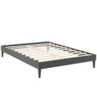 Modway Sharon Fabric Full Bed Frame with Squared Tapered Legs - Grey-Solid Wood Frame
