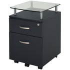 HOMCOM 2-Drawer Mobile Lockable Letter/A4 Filing Cabinet - Black-Equipped with two drawers and a top shelf for paper work, daily necessities   