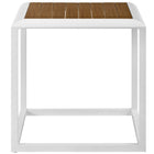 Modway Stance Outdoor Patio Aluminum Side Table - White Natural-Slatted Synthetic Wood Tabletop