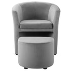 Modway Divulge Performance Velvet Arm Chair and Ottoman Set - Grey-Chair Weight Capacity: 300 lb
