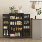 HOMCOM 41" H Kitchen Pantry Cabinet with Adjustable Shelves - Black-Seamless access thanks to magnetic catches, quality hinges and metal handles 