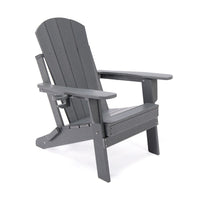 Lake Country HDPE Folding Adirondack Chair - Grey-Cup Holder