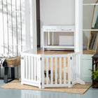 PawHut 4 Panel Foldable Dog Gate with Door - White-It has four panels fixed together with hinges 