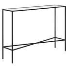 Hudson&Canal Henley 42"W Console Table with Glass Top - Blackened Bronze-An industrial design for your entryway, living room, den, and more