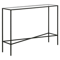 Hudson&Canal Henley 42"W Console Table with Glass Top - Blackened Bronze-An industrial design for your entryway, living room, den, and more