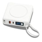 Uncaged Ergonomics 7-in-1 10,000 mAh Magnetic Wireless Charging Portable Power Bank - White-Power that Travels: Compact (3.25, 3.25, 1.25"), Lightweight (0.6 lbs), first easily in your hand or pocket. 