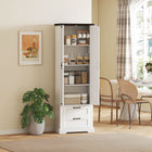 HOMCOM 71" H Farmhouse Kitchen Pantry Cabinet - White-Silent drawer slides and magnetic catches ensure quiet, smooth operation 