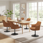 Modway Lippa Swivel Dining Vegan Leather Armchair - Black Tan-Slightly Reclined Back