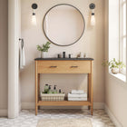 Modway Zaire 36" Bathroom Vanity - Natural/Black-Metal Handle Pulls