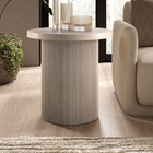 Hudson&Canal Isa 22" Wide Round Fluted Side Table - Alder White-Tabletop features a weight capacity of 40 lbs