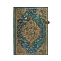 Paperblanks Midi Lined Clasp Closure Hardcover Journal - Turquoise Chronicles-240 pages, 21 lines per page